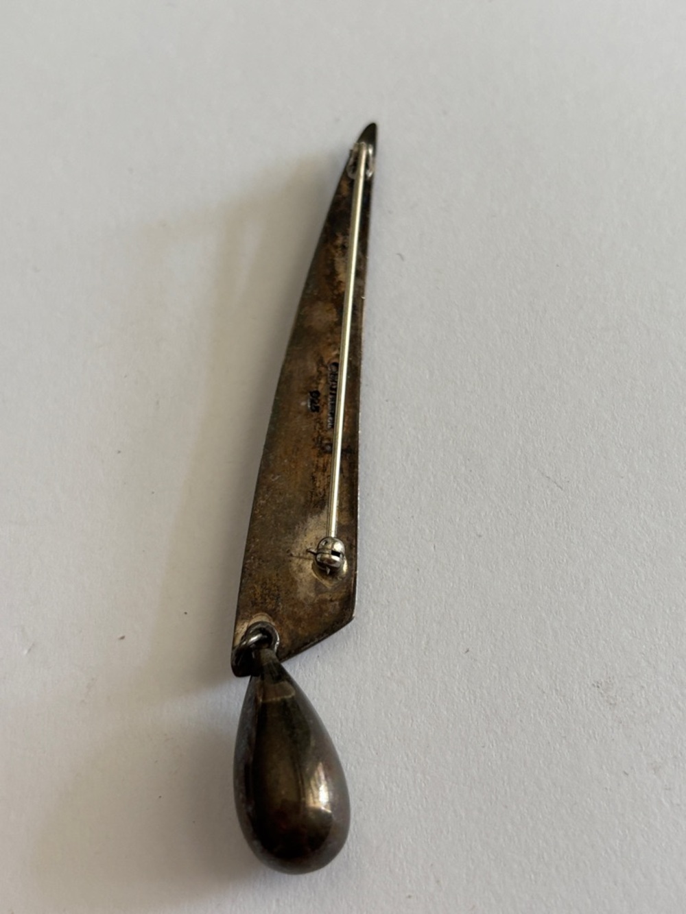 Bahamian Sterling silver Modern Teardrop brooch. - Picture 2 of 4